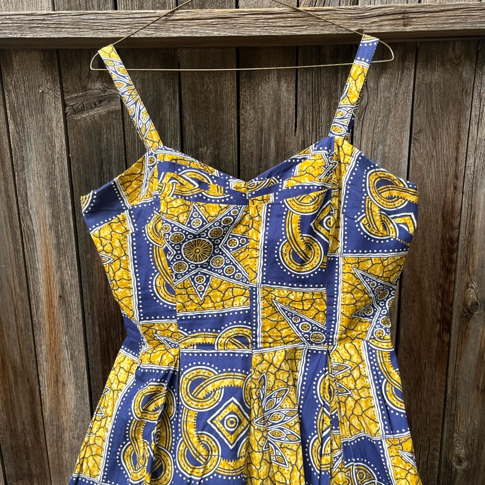 Trashy Diva by Candice Gwinn Yellow and Blue Patterned Sundress Size 10 - Picture 2 of 9